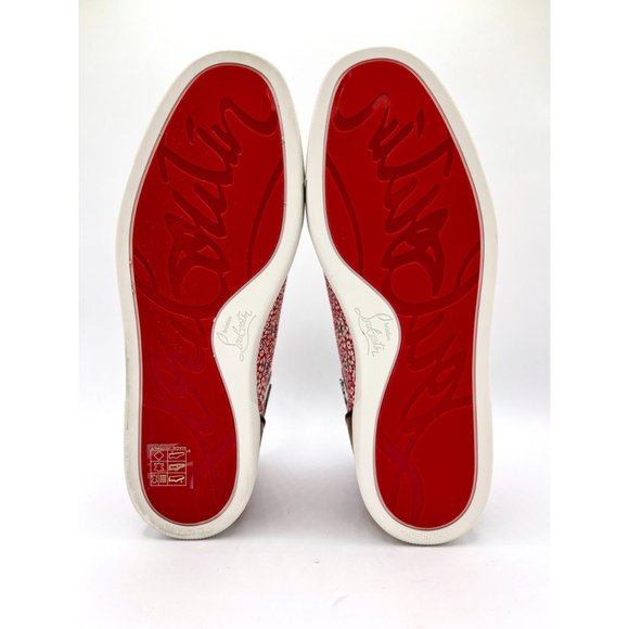 Mens Christian Louboutin Men's Spike Floral Print Denim High-Top Sneakers Sz 41 - Picture 6 of 13